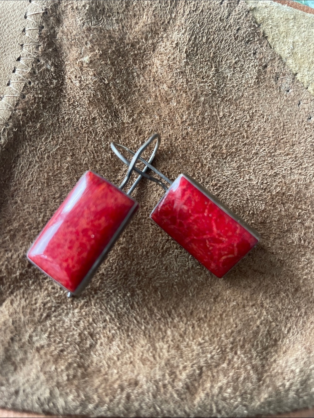 925 Sterling Silver Earrings Pacific Sponge Coral Earrings